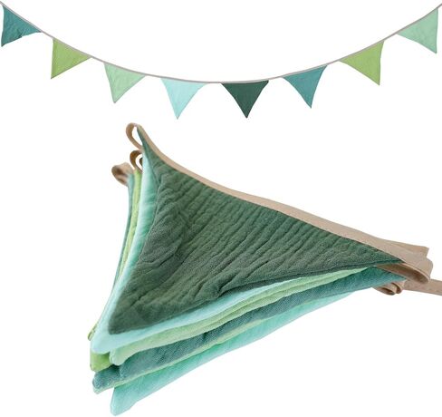 Pennant Banner Bunting Flags Green, Garland Triangle Banners Olive Green Fabric for Kids Jungle Safari Summer Birthday Baby Shower Wedding Party Nursery Playroom Decor(Green) in Saudi Arabia