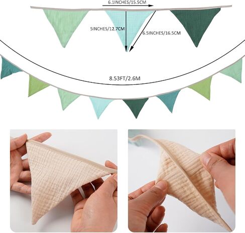 Pennant Banner Bunting Flags Green, Garland Triangle Banners Olive Green Fabric for Kids Jungle Safari Summer Birthday Baby Shower Wedding Party Nursery Playroom Decor(Green) in Saudi Arabia