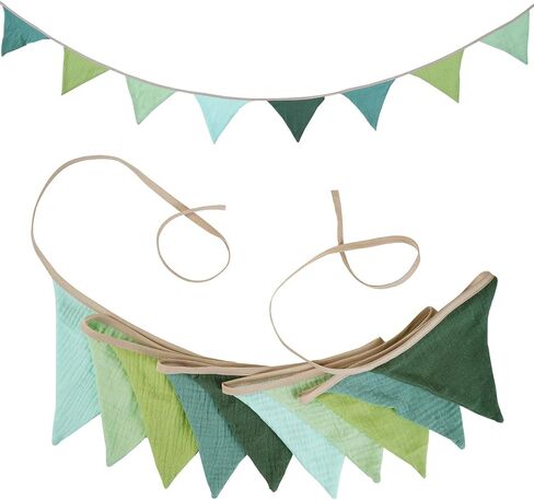 Pennant Banner Bunting Flags Green, Garland Triangle Banners Olive Green Fabric for Kids Jungle Safari Summer Birthday Baby Shower Wedding Party Nursery Playroom Decor(Green) in Saudi Arabia