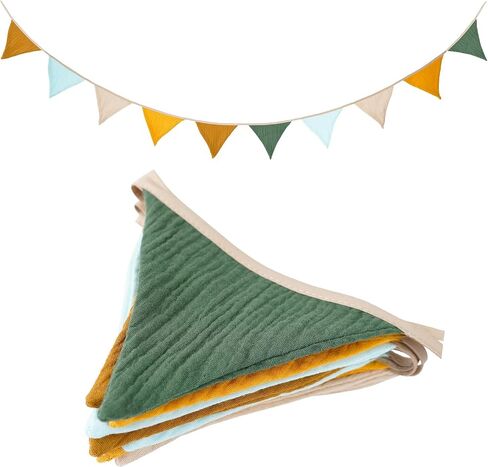 Pennant Banner Bunting Flags Green, Garland Triangle Banners Olive Green Fabric for Kids Jungle Safari Summer Birthday Baby Shower Wedding Party Nursery Playroom Decor(Green) in Saudi Arabia