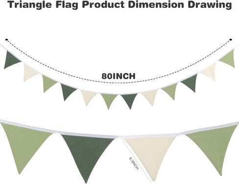 Pennant Banner Flags, Toddler Room Decoration Pennant, Garland Triangle Banners Fabric, for Nursery Decor Baby Birthday Boho Wedding Shower Party Event. (Sage Green Pennant Banner Flags) in Kuwait