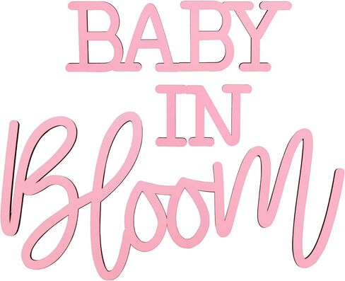 Baby In Bloom Wooden Sign with Pink Painted for Babyshower Boy or Girl Gender Reveal Baby in Bloom Banner Party Decor and Backdrop Wall Photo Prop（Pink） in Kuwait