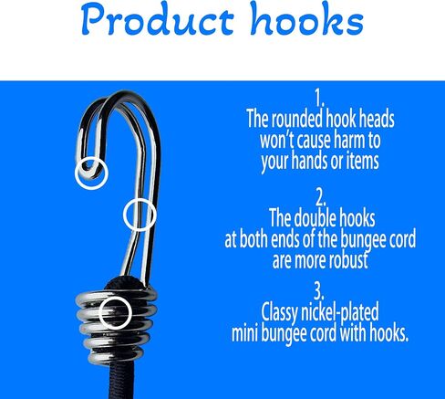 Bungee Cords with Hooks - 6mm Small Bungee Cords, 8-Piece Set - Black, White, & Multi-Color Options for Outdoor, Camping, and Storage (Mix-Colors, 6mm 8piece Set) in Saudi Arabia
