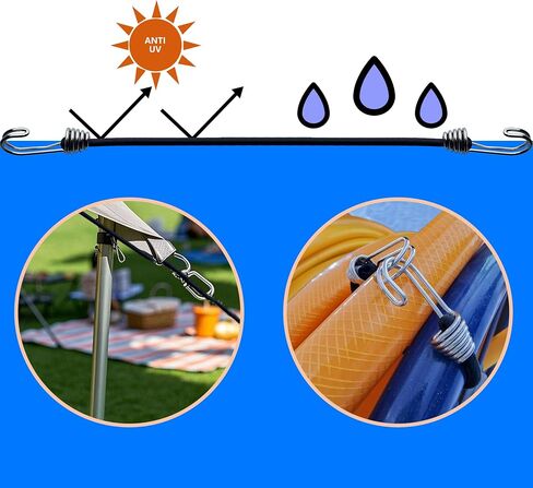 Bungee Cords with Hooks - 6mm Small Bungee Cords, 8-Piece Set - Black, White, & Multi-Color Options for Outdoor, Camping, and Storage (Mix-Colors, 6mm 8piece Set) in Saudi Arabia