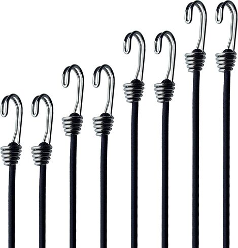 Bungee Cords with Hooks - 6mm Small Bungee Cords, 8-Piece Set - Black, White, & Multi-Color Options for Outdoor, Camping, and Storage (Mix-Colors, 6mm 8piece Set) in Saudi Arabia