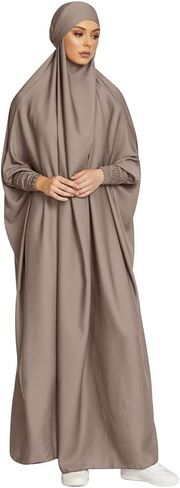 OBEEII Muslim Dress for Women, Prayer Robes Plain Loose Islamic Middle East Dubai Turkish Max Kaftan Full Length Hijab Dress in Saudi Arabia