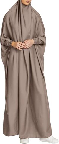 OBEEII Muslim Dress for Women, Prayer Robes Plain Loose Islamic Middle East Dubai Turkish Max Kaftan Full Length Hijab Dress in Saudi Arabia