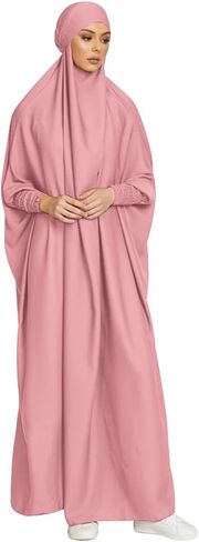 OBEEII Muslim Dress for Women, Prayer Robes Plain Loose Islamic Middle East Dubai Turkish Max Kaftan Full Length Hijab Dress in Saudi Arabia