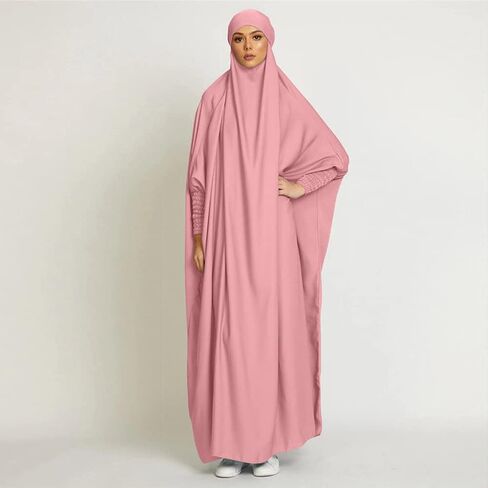 OBEEII Muslim Dress for Women, Prayer Robes Plain Loose Islamic Middle East Dubai Turkish Max Kaftan Full Length Hijab Dress in Saudi Arabia