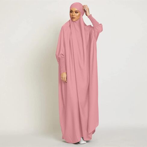 OBEEII Muslim Dress for Women, Prayer Robes Plain Loose Islamic Middle East Dubai Turkish Max Kaftan Full Length Hijab Dress in Saudi Arabia