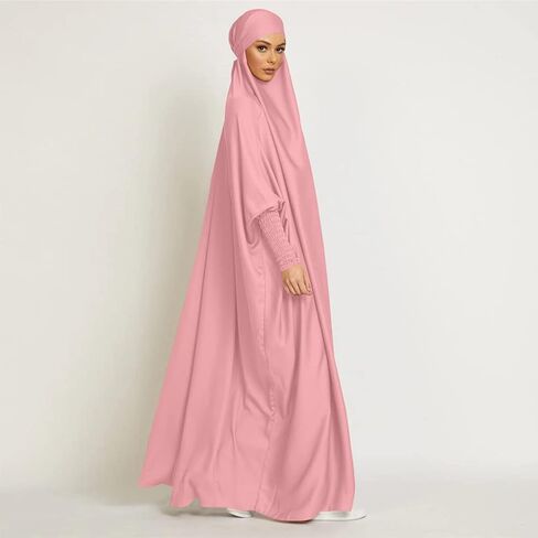 OBEEII Muslim Dress for Women, Prayer Robes Plain Loose Islamic Middle East Dubai Turkish Max Kaftan Full Length Hijab Dress in Saudi Arabia