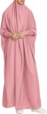 OBEEII Muslim Dress for Women, Prayer Robes Plain Loose Islamic Middle East Dubai Turkish Max Kaftan Full Length Hijab Dress in Saudi Arabia
