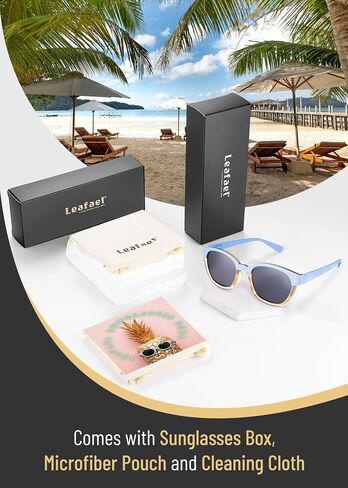 Leafael Polarized Sunglasses Women's Trendy Two Tone Design, UV400 100% Protection, Retro Square Frame, Lifestyle & Active in Saudi Arabia