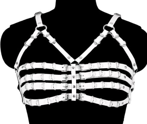 Gothic Punk Leather Bra Harness with Adjustable Straps - Stylish Body Harness for Women, Perfect for Nightclubs and Bars in Kuwait