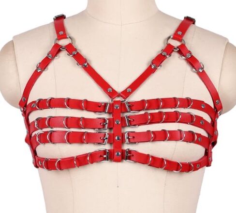 Gothic Punk Leather Bra Harness with Adjustable Straps - Stylish Body Harness for Women, Perfect for Nightclubs and Bars in Kuwait