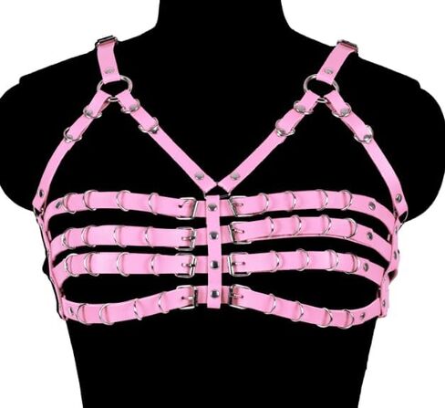 Gothic Punk Leather Bra Harness with Adjustable Straps - Stylish Body Harness for Women, Perfect for Nightclubs and Bars in Kuwait