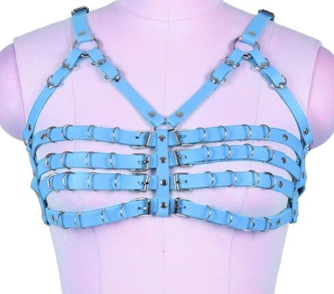 Gothic Punk Leather Bra Harness with Adjustable Straps - Stylish Body Harness for Women, Perfect for Nightclubs and Bars in Kuwait