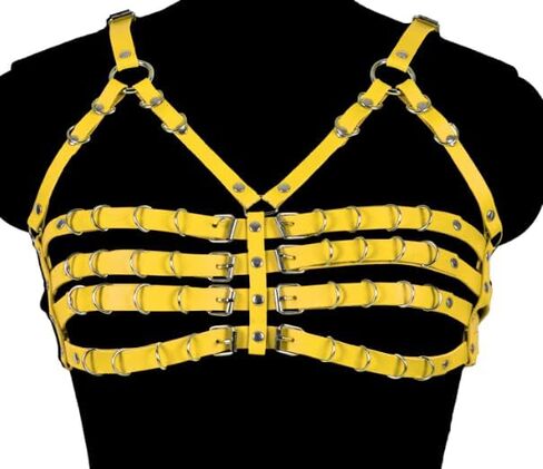 Gothic Punk Leather Bra Harness with Adjustable Straps - Stylish Body Harness for Women, Perfect for Nightclubs and Bars in Kuwait