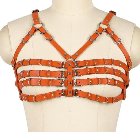 Gothic Punk Leather Bra Harness with Adjustable Straps - Stylish Body Harness for Women, Perfect for Nightclubs and Bars in Kuwait