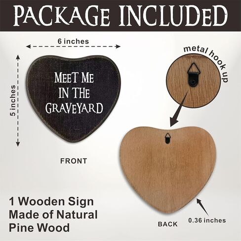 Til We Are Ghosts - Gothic Wooden Wall Art - 6.5 X 5 Inch Heart-Shaped Wood Plaque With A Hook On Back Side, Living Room, Gifts For Women Men Lover, Birthday, Valentine's Day - C04 in Saudi Arabia