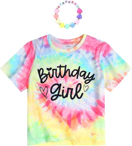 Birthday Girl Shirt with Birthday Letter Beads Bracelet It’S Me Hi I’M The Birthday Short Sleeve Tees 4-12Y in Saudi Arabia
