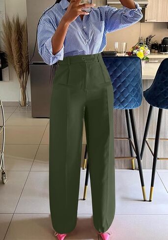 YOOTIKO Womens Wide Leg Dress Pants High Waisted Straight Leg Slacks Business Casual Work Trousers in Saudi Arabia