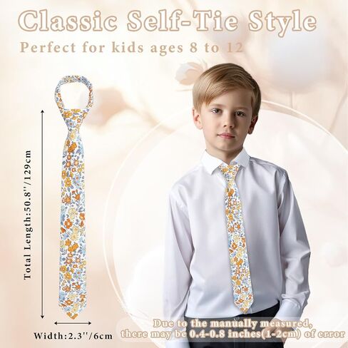 Boys Tie, Floral NeckTie for Children Cotton Kids Ties Self-Tie School Ties for Wedding Graduation Uniform Party in Saudi Arabia