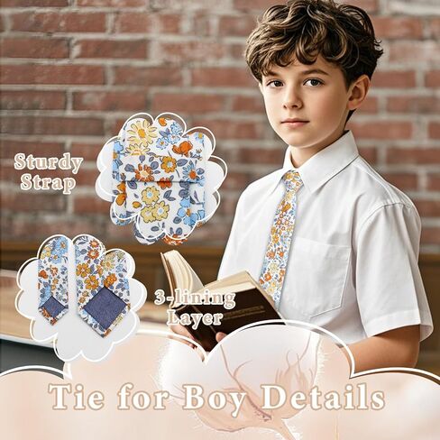 Boys Tie, Floral NeckTie for Children Cotton Kids Ties Self-Tie School Ties for Wedding Graduation Uniform Party in Saudi Arabia