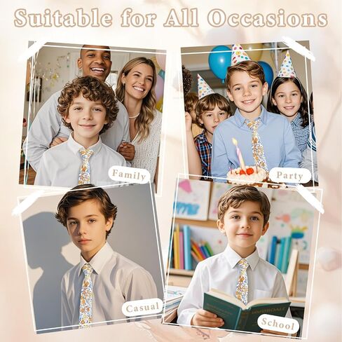Boys Tie, Floral NeckTie for Children Cotton Kids Ties Self-Tie School Ties for Wedding Graduation Uniform Party in Saudi Arabia