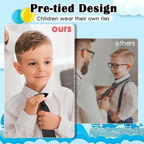 Clip on Ties for Boys Black Red 14" School Solid Color Pre-tied Kids Necktie for Graduation Shirt Uniforms Casual in Saudi Arabia
