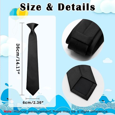 Clip on Ties for Boys Black Red 14" School Solid Color Pre-tied Kids Necktie for Graduation Shirt Uniforms Casual in Saudi Arabia