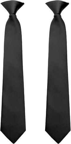 Clip on Ties for Boys Black Red 14" School Solid Color Pre-tied Kids Necktie for Graduation Shirt Uniforms Casual in Saudi Arabia
