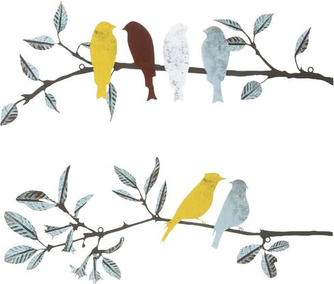 Demissle 2 Pcs Metal Birds Wall Art Decor Vivid Birds on Branch Rustic Outdoor Decor for Balcony Garden Indoor Outdoor(Colorful) in Kuwait