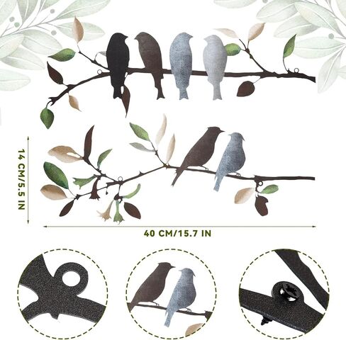 Demissle 2 Pcs Metal Birds Wall Art Decor Vivid Birds on Branch Rustic Outdoor Decor for Balcony Garden Indoor Outdoor(Colorful) in Kuwait