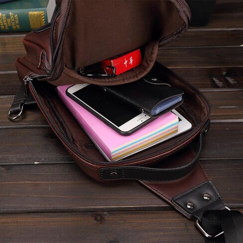 Leather Messenger Sling Crossbody Shoulder Bag for Men Travel Work Vintage Messenger Bag Crossbody Bag Satchel Sling Bag Men (Coffee) in Saudi Arabia