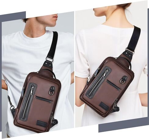 Leather Messenger Sling Crossbody Shoulder Bag for Men Travel Work Vintage Messenger Bag Crossbody Bag Satchel Sling Bag Men (Coffee) in Saudi Arabia