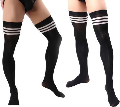 2 Pairs Men's Sissy Over Knee Socks, Femboy Thigh High Stockings, for Cross-dressing Exploring your feminine side. in Saudi Arabia