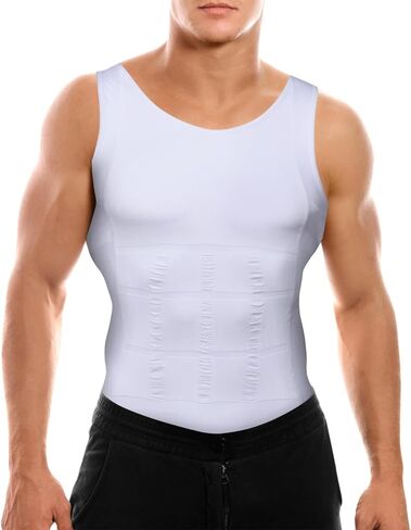 Mens Compression Shirt Slimming Body Shaper Vest Workout Tank Tops Abs Abdomen Undershirts in Saudi Arabia