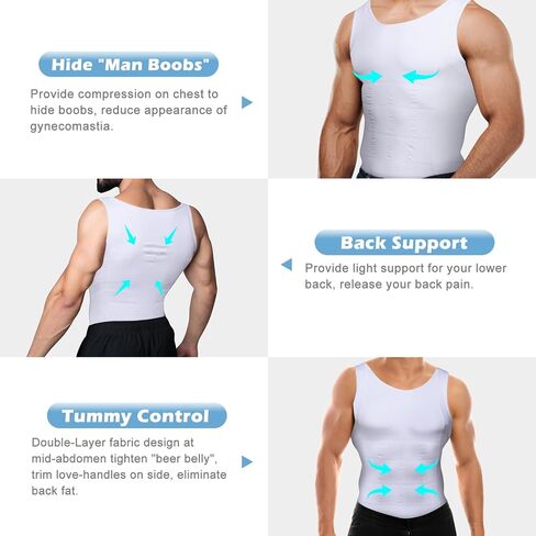 Mens Compression Shirt Slimming Body Shaper Vest Workout Tank Tops Abs Abdomen Undershirts in Saudi Arabia