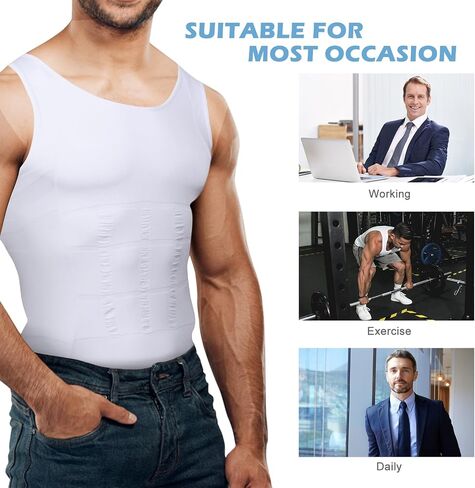 Mens Compression Shirt Slimming Body Shaper Vest Workout Tank Tops Abs Abdomen Undershirts in Saudi Arabia