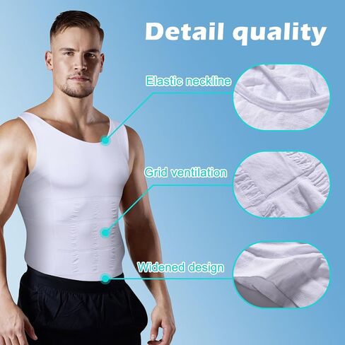 Mens Compression Shirt Slimming Body Shaper Vest Workout Tank Tops Abs Abdomen Undershirts in Saudi Arabia