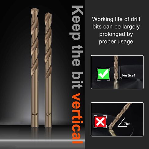 Comoware Cobalt Drill Bit Set- 29pcs M35 High Speed ​​Steel Twist Lenmber Length for Hluded Metal و Stainless Steel و Cast Wore و Wood Plastic مع حالة تخزين مفهرسة معدنية ، 1/16 "-1/2" in Kuwait