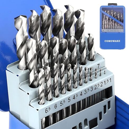 Comoware Cobalt Drill Bit Set- 29pcs M35 High Speed ​​Steel Twist Lenmber Length for Hluded Metal و Stainless Steel و Cast Wore و Wood Plastic مع حالة تخزين مفهرسة معدنية ، 1/16 "-1/2" in Kuwait