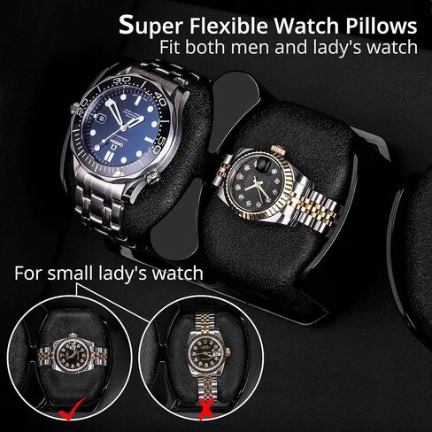 Watch Winder, for Rolex Automatic Watches with Soft and Flexible Watch Pillows, Wooden Shell, Powered by Japanese Motor, Built-in Blue LED Illuminated(Triple Tree) in Kuwait