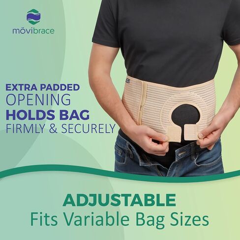 Movibrace Abdominal Ostomy Belt for Post-Operative Care after Colostomy or Ileostomy Surgery Abdomen (Large), Black in Kuwait