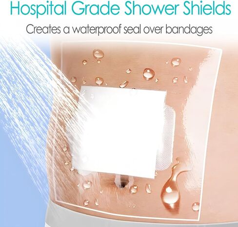 Waterproof Dialysis Catheter Shower Cover | 10x10 Inch Shower Protector with Non-Stick Center Pad | PICC Line Bandage Patch Dressing Wounds Chest Port PD Peritoneal Dialysis Accessories (Pack of 25) in Kuwait