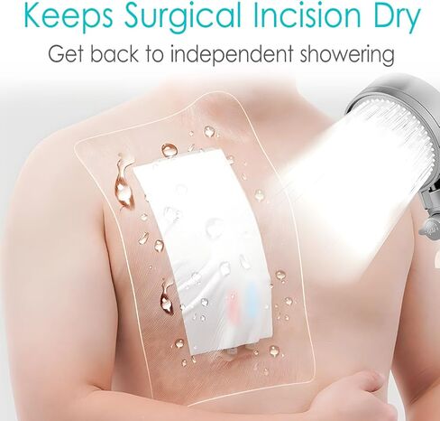 Waterproof Dialysis Catheter Shower Cover | 10x10 Inch Shower Protector with Non-Stick Center Pad | PICC Line Bandage Patch Dressing Wounds Chest Port PD Peritoneal Dialysis Accessories (Pack of 25) in Kuwait