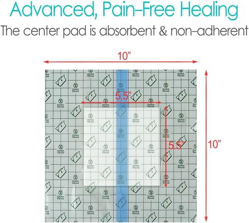 Waterproof Dialysis Catheter Shower Cover | 10x10 Inch Shower Protector with Non-Stick Center Pad | PICC Line Bandage Patch Dressing Wounds Chest Port PD Peritoneal Dialysis Accessories (Pack of 25) in Kuwait