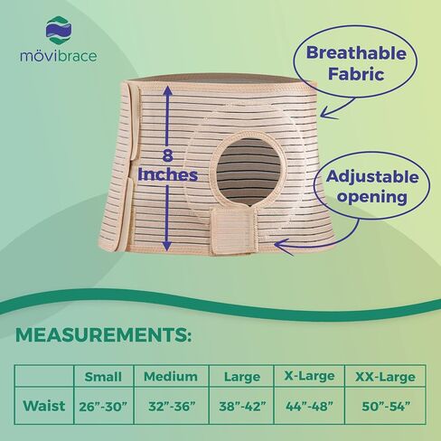 Movibrace Abdominal Ostomy Belt for Post-Operative Care after Colostomy or Ileostomy Surgery Abdomen (Large), Black in Kuwait