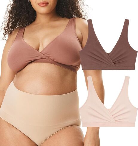 Motherhood Maternity Women's Soft Cotton Spandex Wrap Front Maternity & Nursing Sleep Bralette Bra S-3x in Saudi Arabia